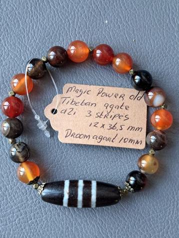 911 Armband Magic Power Tibetan Old Agate 3 stripes dZi beschikbaar voor biedingen