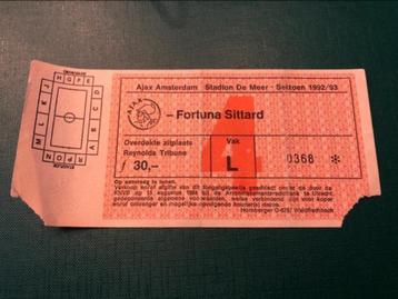 ⚽ Ticket Ajax - Fortuna Sittard seizoen 1992/1993 ⚽ beschikbaar voor biedingen