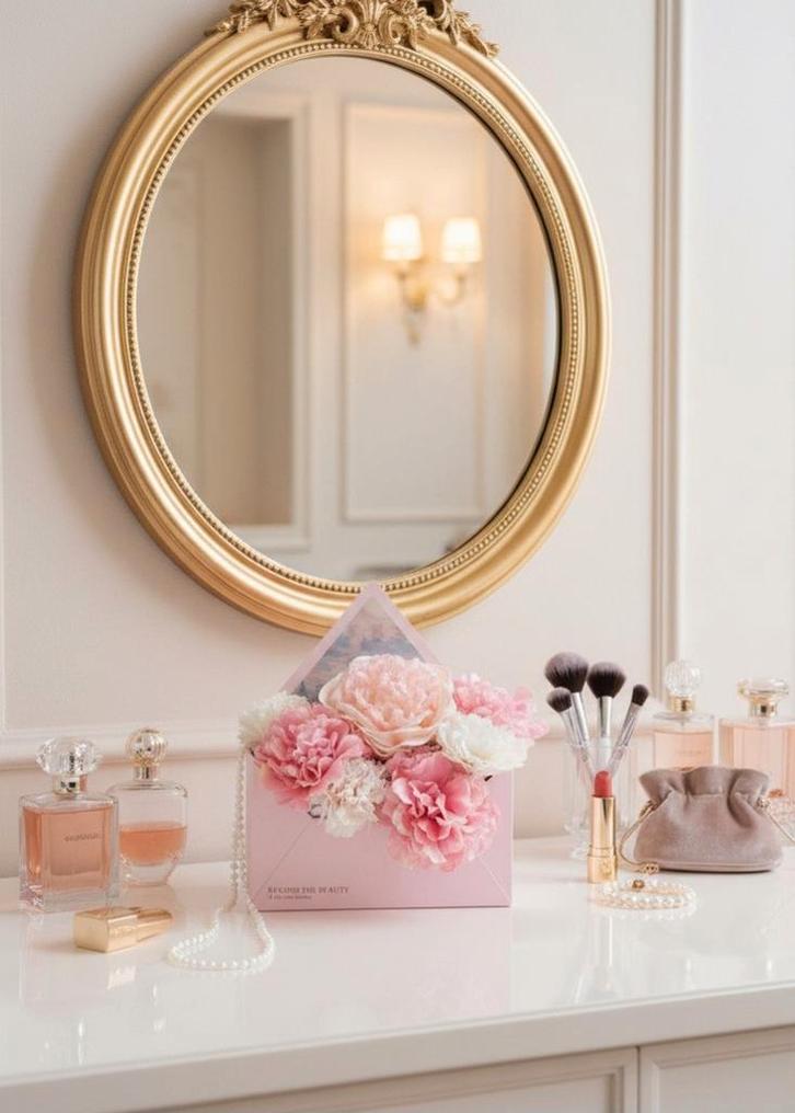 Enveloptasje met zijden bloemen roze wit lichtroze, Huis en Inrichting, Woonaccessoires | Kunstplanten en Kunstbloemen, Nieuw