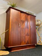Vintage Kledingkast jaren 50/60 retro linnenkast mahonie, Huis en Inrichting, Kasten | Buffetkasten, Ophalen, Gebruikt, 150 tot 200 cm
