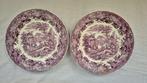 2x Fishing paars Petrus Regout, Antiek en Kunst, Antiek | Servies los, Ophalen of Verzenden