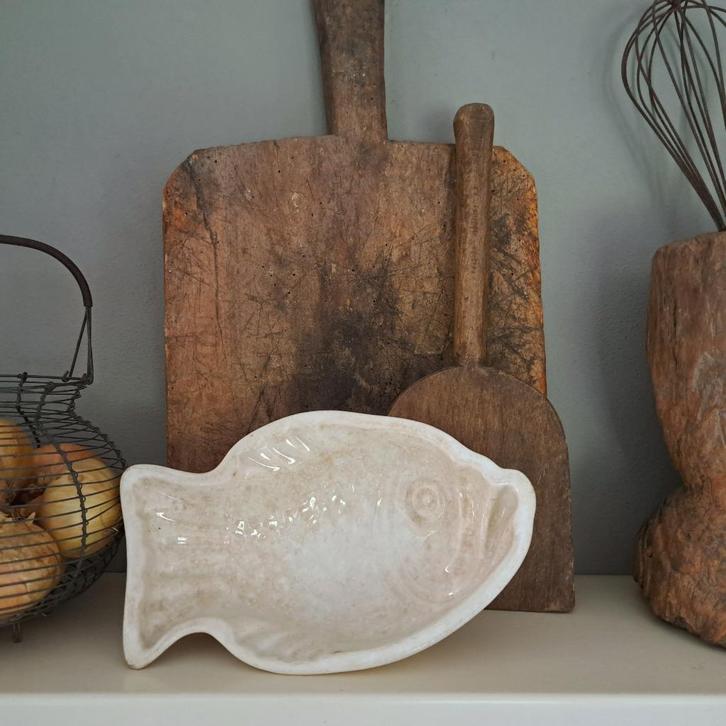 Oude beboterde visvorm puddingvorm Petrus Regout *Etage3*, Huis en Inrichting, Woonaccessoires | Overige, Gebruikt, Ophalen of Verzenden