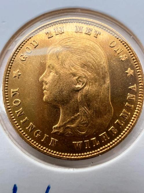 Gouden tientje gulden Wilhelmina 1897/189_ positiestreepje, Postzegels en Munten, Munten | Nederland, Losse munt, 10 gulden, Koningin Wilhelmina