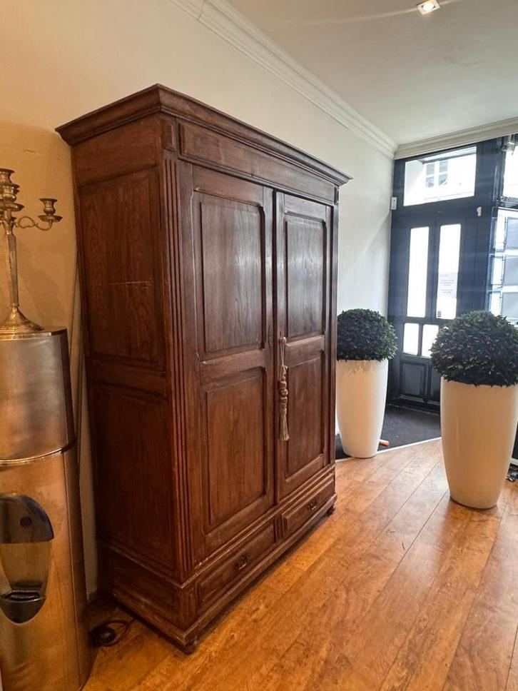 Massief houten kast met lades en planken, Huis en Inrichting, Kasten | Kledingkasten, Gebruikt, 200 cm of meer, 150 tot 200 cm