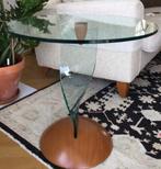 Side table glas/hout, Fiam, Italiaans design, Huis en Inrichting, Italiaans design, modern, Rond, 50 tot 75 cm, Zo goed als nieuw