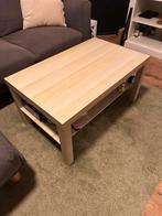 Houten salontafel met opbergruimte, Gebruikt, 100 tot 150 cm, Eikenhout, Minder dan 50 cm