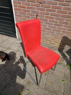 Set van 4 rode leren stoelen, Huis en Inrichting, Ophalen, Gebruikt, Metaal, Vier