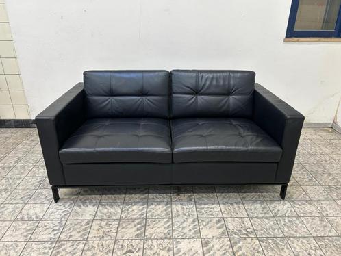 Knoll | Norman Foster | Foster 502 | Zwart Leder | 1x, Huis en Inrichting, Banken | Bankstellen, Gebruikt, Rechte bank, Tweepersoons