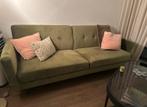 3-Zits fluwelen velvet groene bank, Huis en Inrichting, Banken | Bankstellen, Ophalen, Driepersoons, 75 tot 100 cm, Zo goed als nieuw