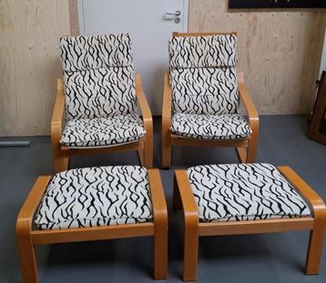 IKEA POÄNG fauteuil & voetensteun - 2 stuks = setprijs beschikbaar voor biedingen