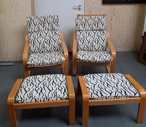 IKEA POÄNG fauteuil & voetensteun - 2 stuks = setprijs, Huis en Inrichting, Fauteuils, 50 tot 75 cm, Minder dan 75 cm, Ophalen