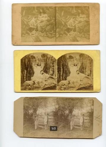 3 oude foto's Frankrijk (stereo) rond 1880-1890 beschikbaar voor biedingen