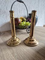 Mooie bronzen/koperen set antieke kandelaars zeldzaam model, Ophalen of Verzenden, Koper of Brons