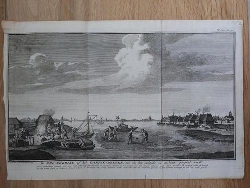 1 / Zoutwinning op Schouwen Duiveland Zierikzee Gravure 1752, Antiek en Kunst, Kunst | Etsen en Gravures, Ophalen of Verzenden