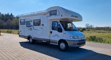 Fiat camper, 6 pers met hymer opbouw + airco + garage XL  beschikbaar voor biedingen