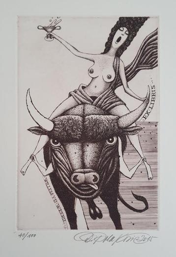 Exlibris Dusan Polakovic, Europa en de Stier mythologie beschikbaar voor biedingen