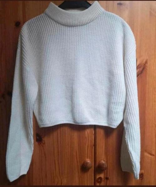 ✅️ H&M/Divided Gebreide Cropped trui Maat M, Kleding | Dames, Truien en Vesten, Zo goed als nieuw, Maat 38/40 (M), Wit, Ophalen of Verzenden