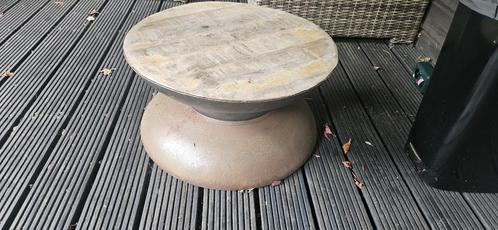 salontafel, Huis en Inrichting, Tafels | Salontafels, Gebruikt, Minder dan 50 cm, 50 tot 100 cm, 50 tot 100 cm, Rond, Teakhout