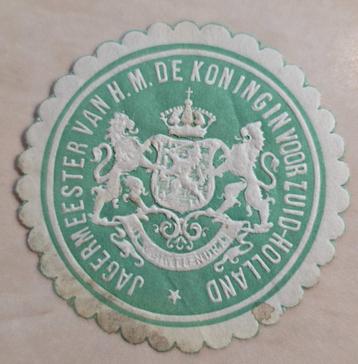 033)  SLUITZEGEL JAGERMEESTER VAN KONINGIN VAN ZUID-HOLLAND beschikbaar voor biedingen