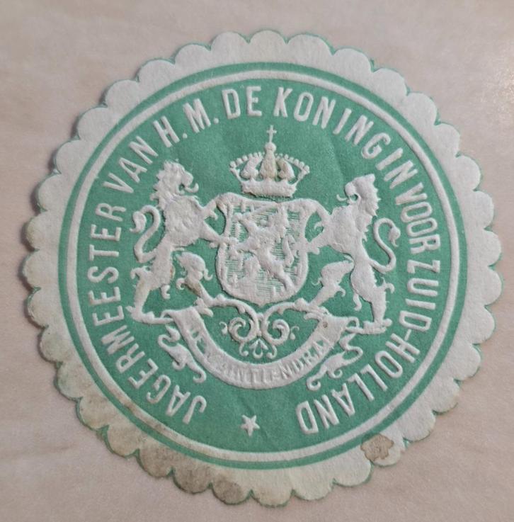 033)  SLUITZEGEL JAGERMEESTER VAN KONINGIN VAN ZUID-HOLLAND, Postzegels en Munten, Postzegels | Thematische zegels, Overige thema's