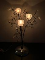 Design tafellamp bloem matglas met RVS, Ophalen of Verzenden, Zo goed als nieuw, Glas, Minder dan 50 cm