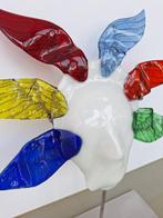 art-glass glas-kunst masker design-object op rvs standaard, Ophalen