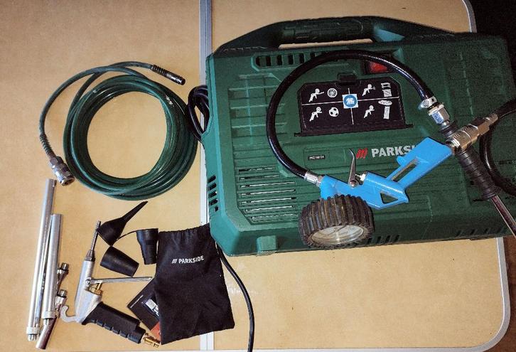 Parkside draagbare luchtcompressor compressor, Doe-het-zelf en Verbouw, Compressors, Gebruikt, 6 tot 10 bar, Minder dan 25 liter