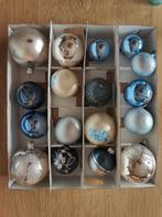Vintage glazen kerstballen doos zilver Delfts blauw ophalen, Antiek en Kunst, Ophalen