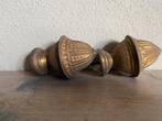 2 Franse antieke messing gordijnroede knoppen 19e eeuw, Ophalen of Verzenden