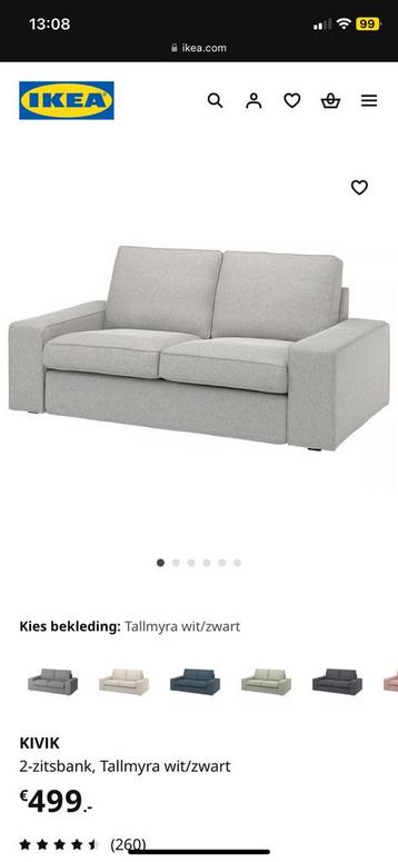 KIVIK - stoffen 2-zitsbank wit/zwart - afbeelding 2