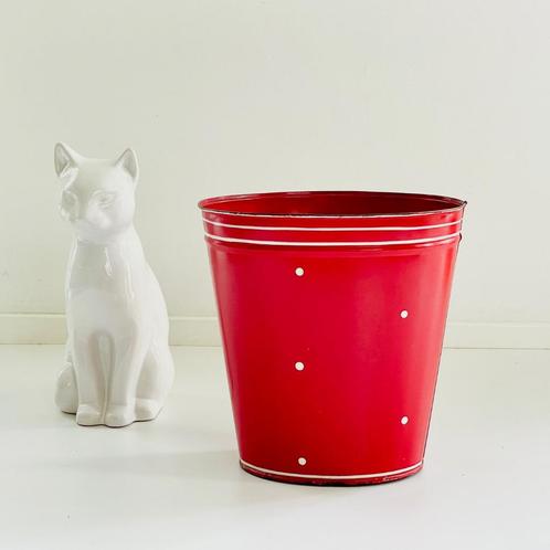vintage PRULLENBAK rood met witte stippen Mid Century retro, Verzamelen, Retro, Huis en Inrichting, Ophalen of Verzenden