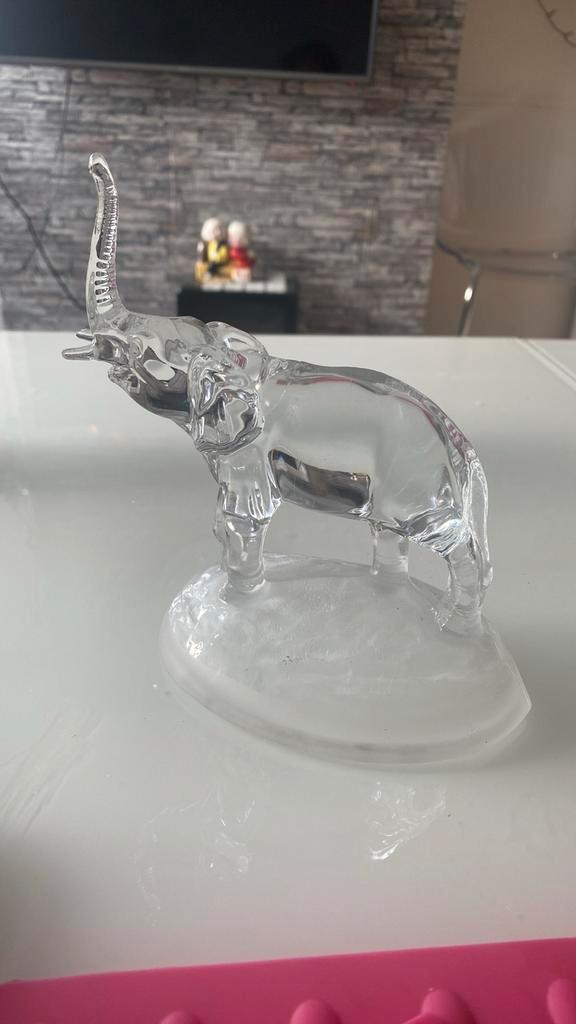 Glazen Olifant & Vis - Kristal Decoratie Figuren Set, Antiek en Kunst, Antiek | Glas en Kristal, Ophalen of Verzenden