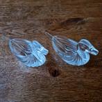 Glazen peper en zoutstelletje met 2 lepeltjes, Antiek en Kunst, Antiek | Glas en Kristal, Ophalen of Verzenden