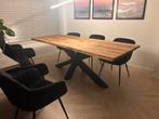 Massief Eiken eet tafel met stalen poot, Huis en Inrichting, Tafels | Eettafels, Ophalen, Eikenhout, 50 tot 100 cm, Vijf personen of meer