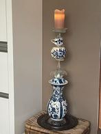 Vintage Upcycle Kandelaar - Delfsblauw - 75cm, Ophalen, Overige materialen, Zo goed als nieuw, 75 cm of meer