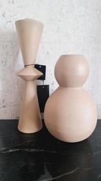 Set van 2 kandelaar en vaas taupe beige van Colmore ruw, Huis en Inrichting, Overige kleuren, Nieuw, Ophalen of Verzenden, X