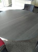 Massief houten uitschuifbare tafel (rond/ovaal), Ophalen, Gebruikt, 100 tot 150 cm, 200 cm of meer
