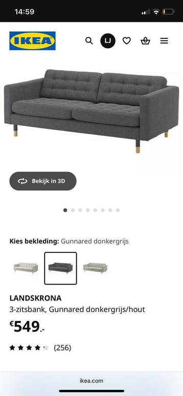 3-zits bank LANDSKRONA donker grijs - afbeelding 4