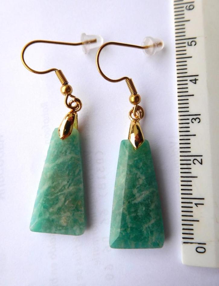 Hemimorfiet oorhangers (D50120), Sieraden, Tassen en Uiterlijk, Oorbellen, Nieuw, Hangers, Groen, Met edelsteen, Ophalen of Verzenden