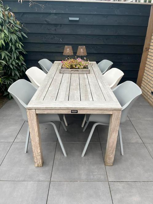 Diningset 6 personen, Tuin en Terras, Tuinsets en Loungesets, Gebruikt, Tuinset, Teakhout, 6 zitplaatsen, Eettafel, Ophalen