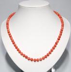 Schitterende Antieke 14-KT Goud Bloedkoraal Ketting 54 CM, Verzenden, Goud, Ketting, Met edelsteen