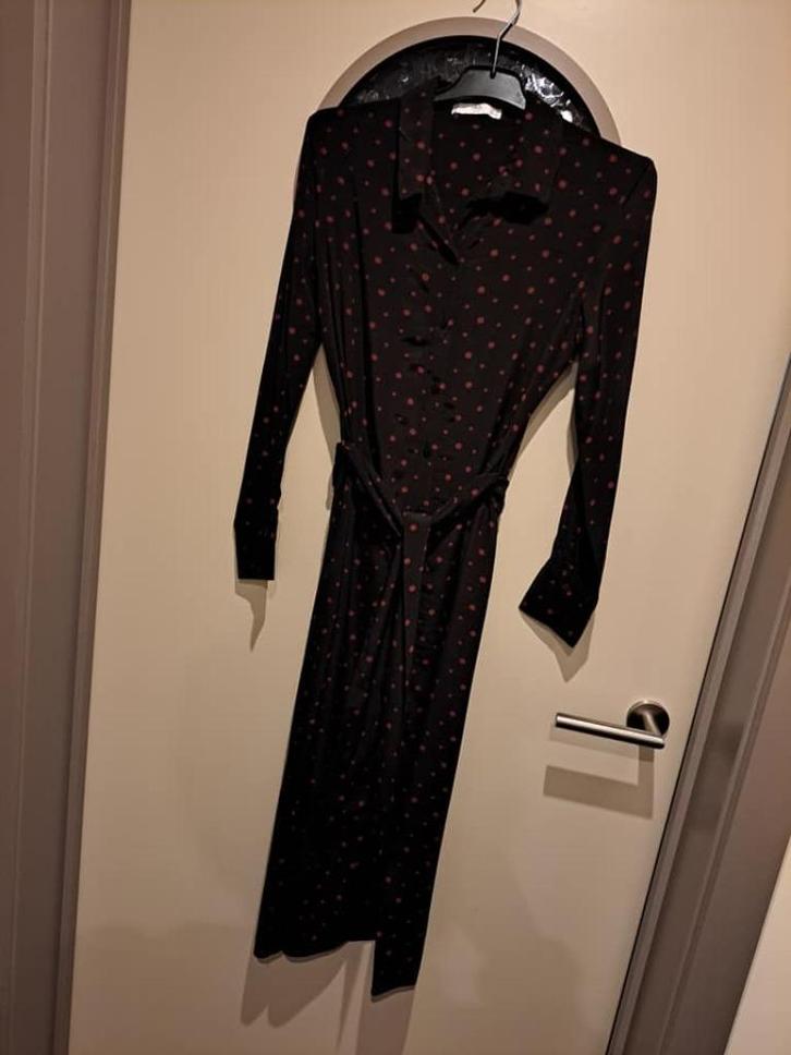 Mango hemdjurk mt S, polkadots, Kleding | Dames, Jurken, Zo goed als nieuw, Maat 36 (S), Zwart, Ophalen of Verzenden