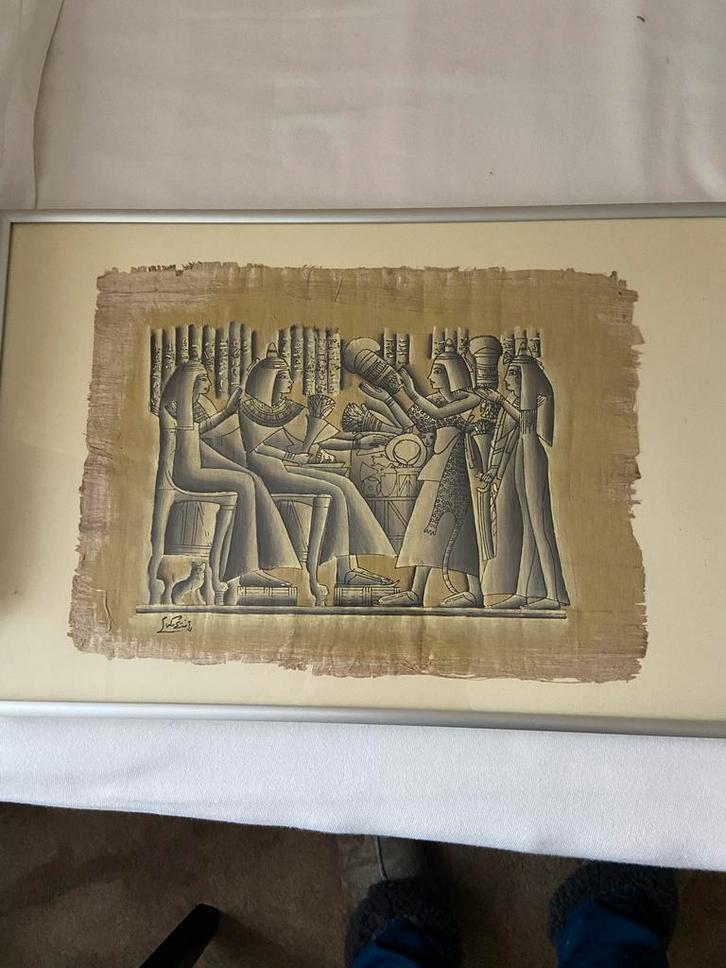 Egyptische Papyrus Schilderijen Ingelijst, Antiek en Kunst, Kunst | Etsen en Gravures, Ophalen