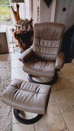 Stressless leren relax fauteuil met hocker, Huis en Inrichting, Fauteuils, Ophalen, Zo goed als nieuw, Leer, 50 tot 75 cm