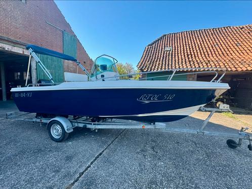 5’10 Consoleboot met Trailer, Watersport en Boten, Vis- en Consoleboten, Gebruikt, 70 pk of meer, 3 tot 6 meter, Benzine, Buitenboordmotor