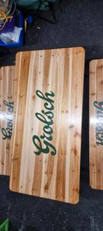 Grolsch inklapbare biertafel set tafel + 2 inklapbare banken, Ophalen of Verzenden, Zo goed als nieuw, Rechthoekig, Hout