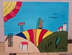 Kleurrijk Kubistisch Landschap, Antiek en Kunst, Kunst | Schilderijen | Abstract, Ophalen of Verzenden