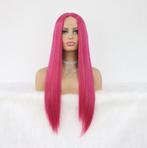 Fel Roze Lange Steile Pruik Met Lace Haar Vrouwen Dames, Verzenden, Nieuw, Pruik of Haarverlenging