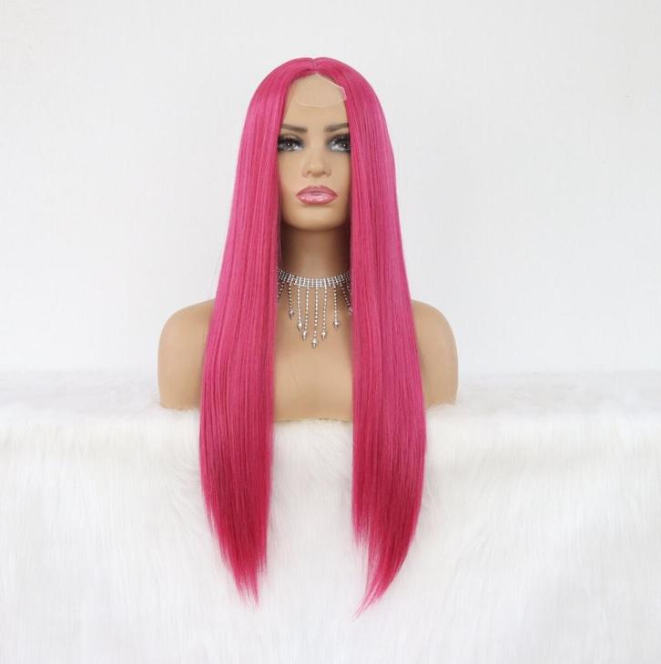 Fel Roze Lange Steile Pruik Met Lace Haar Vrouwen Dames, Sieraden, Tassen en Uiterlijk, Uiterlijk | Haarverzorging, Nieuw, Pruik of Haarverlenging