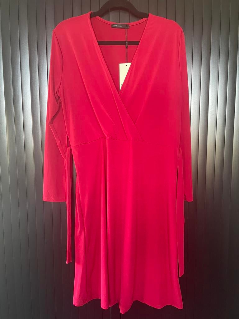 Leuk jurkje framboos/rood Fos Amsterdam L, Kleding | Dames, Maat 38/40 (M), Verzenden, Nieuw, Boven de knie